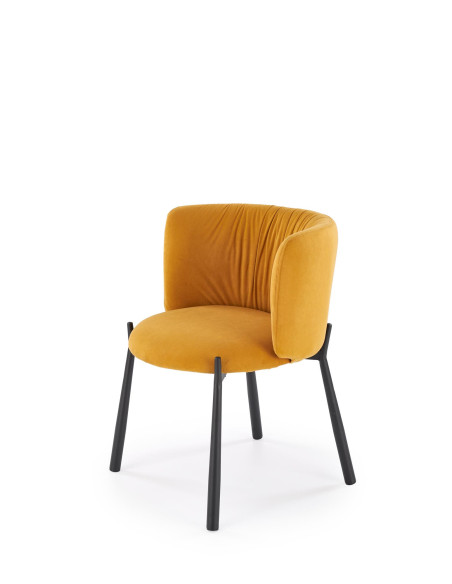 K531 Krzesło Musztardowe Velvet | Z Kubełkowym Oparciem Nogi Stalowe