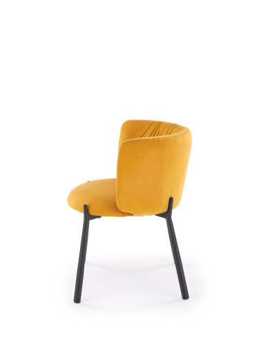 K531 Krzesło Musztardowe Velvet | Z Kubełkowym Oparciem Nogi Stalowe