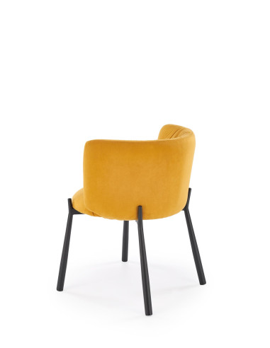 K531 Krzesło Musztardowe Velvet | Z Kubełkowym Oparciem Nogi Stalowe