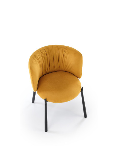 K531 Krzesło Musztardowe Velvet | Z Kubełkowym Oparciem Nogi Stalowe