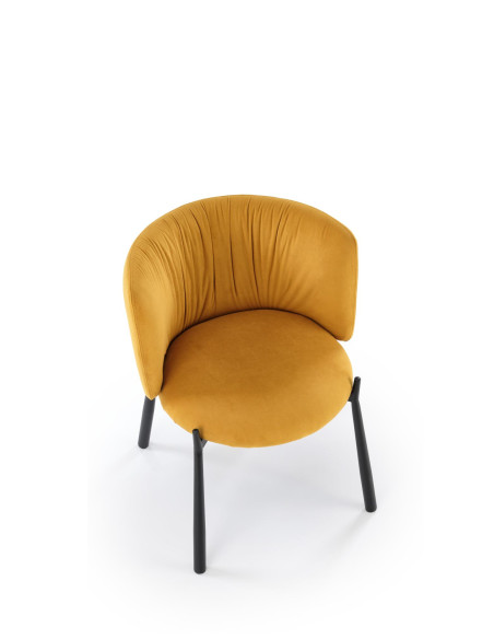 K531 Krzesło Musztardowe Velvet | Z Kubełkowym Oparciem Nogi Stalowe