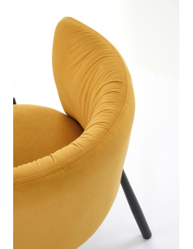 K531 Krzesło Musztardowe Velvet | Z Kubełkowym Oparciem Nogi Stalowe
