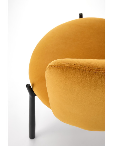 K531 Krzesło Musztardowe Velvet | Z Kubełkowym Oparciem Nogi Stalowe