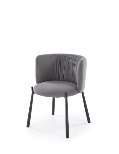 K531 Krzesło Popielate Velvet | Nogi Stalowe, Kubełkowe Oparcie