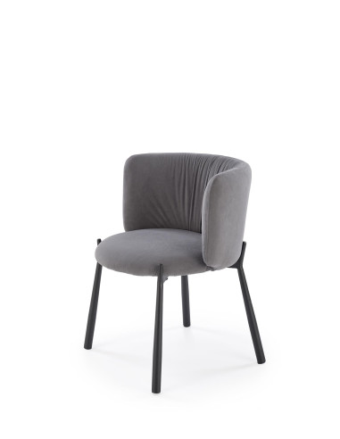 K531 Krzesło Popielate Velvet | Nogi Stalowe, Kubełkowe Oparcie