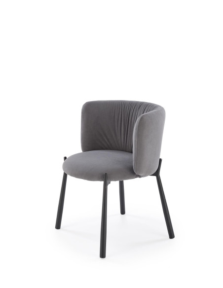 K531 Krzesło Popielate Velvet | Nogi Stalowe, Kubełkowe Oparcie