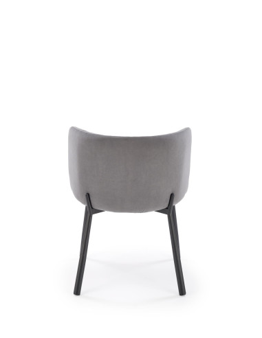 K531 Krzesło Popielate Velvet | Nogi Stalowe, Kubełkowe Oparcie