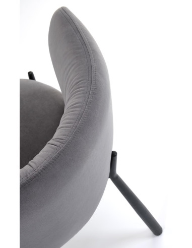 K531 Krzesło Popielate Velvet | Nogi Stalowe, Kubełkowe Oparcie