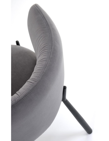 K531 Krzesło Popielate Velvet | Nogi Stalowe, Kubełkowe Oparcie