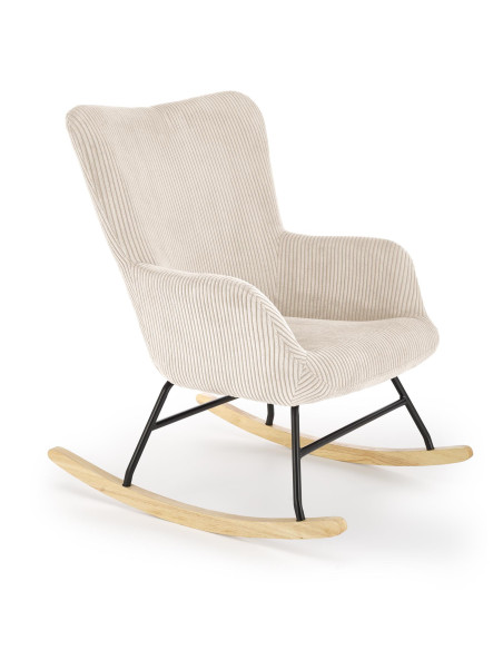 BELMIRO fotel wypoczynkowy z funkcją kołyski, kremowy