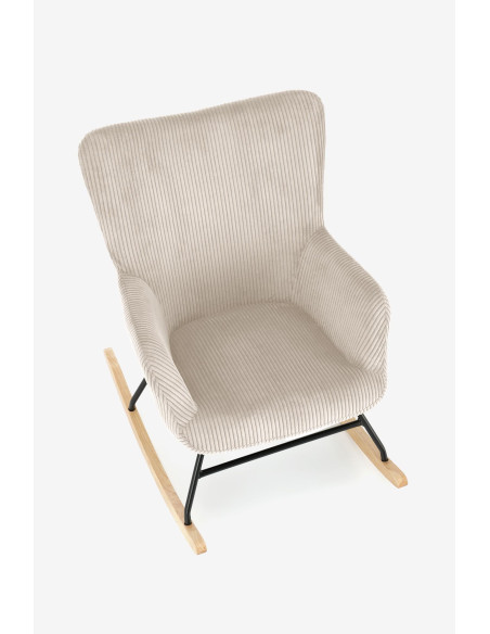 BELMIRO fotel wypoczynkowy z funkcją kołyski, kremowy