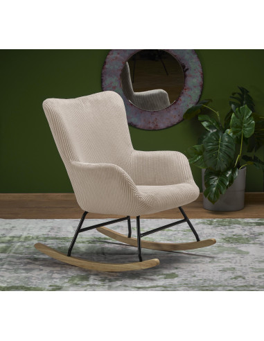 BELMIRO fotel wypoczynkowy z funkcją kołyski, kremowy