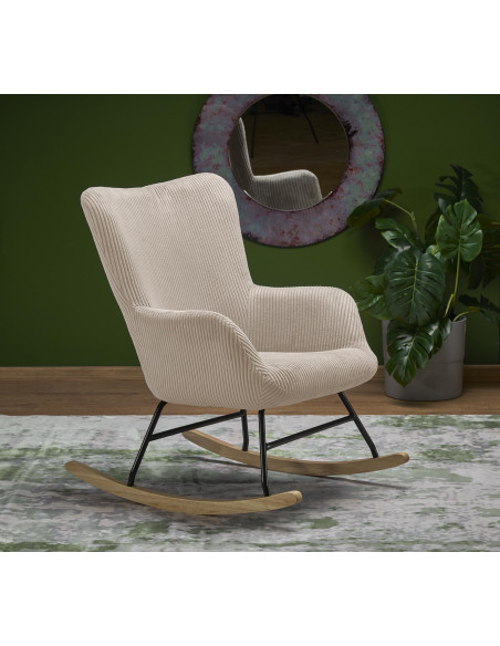 BELMIRO fotel wypoczynkowy z funkcją kołyski, kremowy