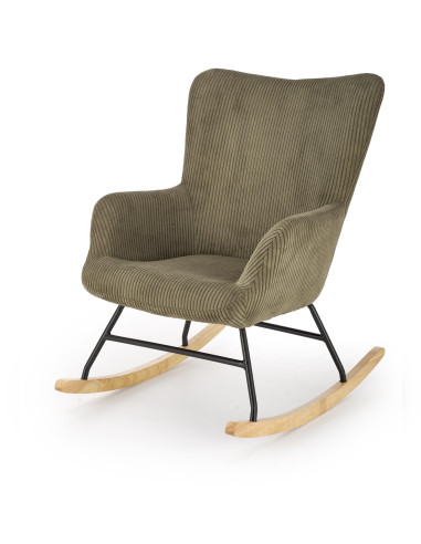 BELMIRO fotel wypoczynkowy z funkcją kołyski, oliwkowy