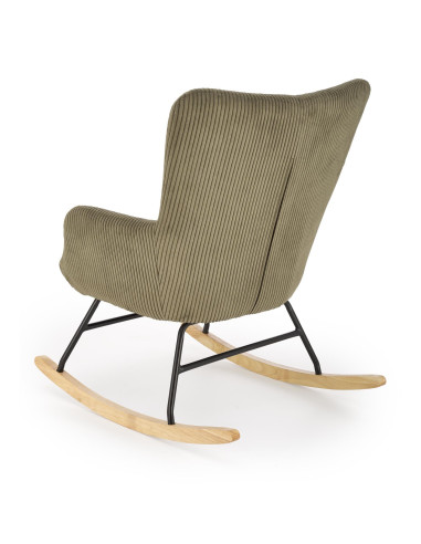 BELMIRO fotel wypoczynkowy z funkcją kołyski, oliwkowy