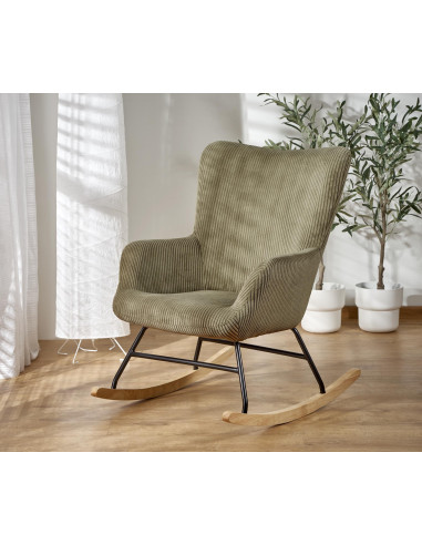 BELMIRO fotel wypoczynkowy z funkcją kołyski, oliwkowy