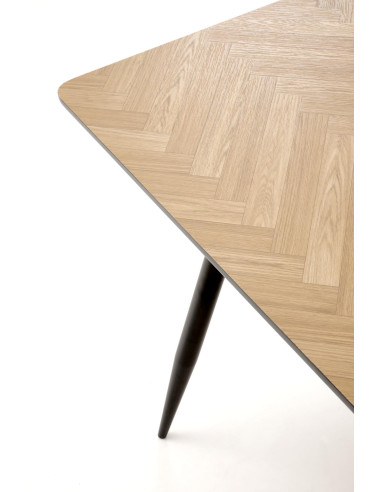 BERTO Stół 120/80/77 cm Blat Naturalny Jodełka Nogi Stalowe | Elegancki Styl