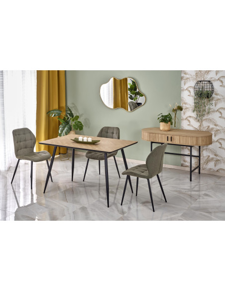 BERTO Stół 120/80/77 cm Blat Naturalny Jodełka Nogi Stalowe | Elegancki Styl