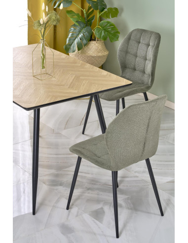 BERTO Stół 120/80/77 cm Blat Naturalny Jodełka Nogi Stalowe | Elegancki Styl