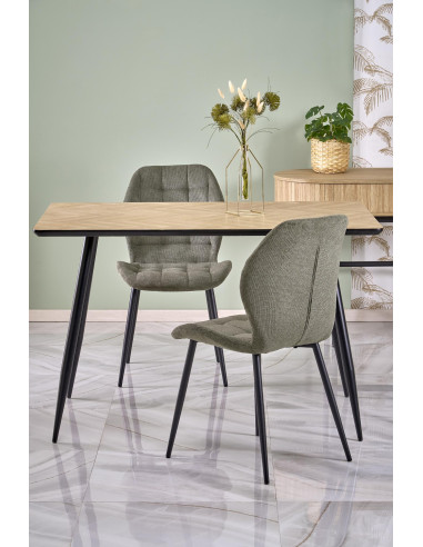 BERTO Stół 120/80/77 cm Blat Naturalny Jodełka Nogi Stalowe | Elegancki Styl