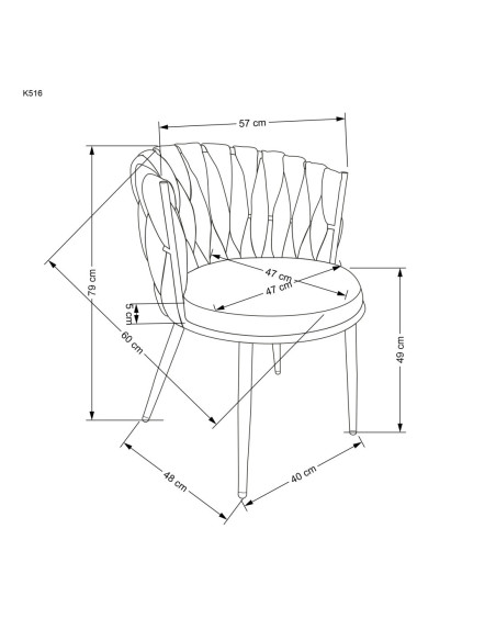 K516 Krzesło Musztardowe Pikowane | Nogi Stalowe, Elegancka Forma
