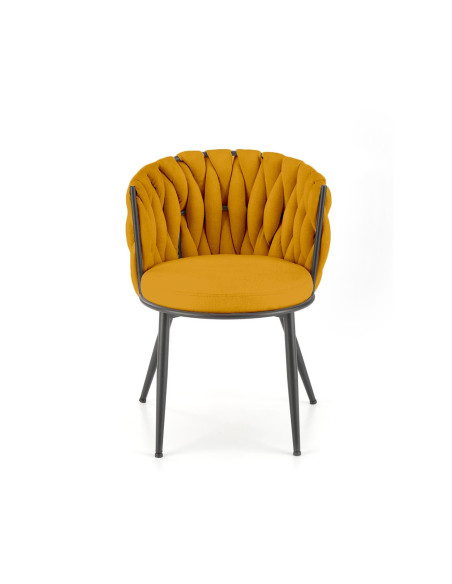 K516 Krzesło Musztardowe Pikowane | Nogi Stalowe, Elegancka Forma