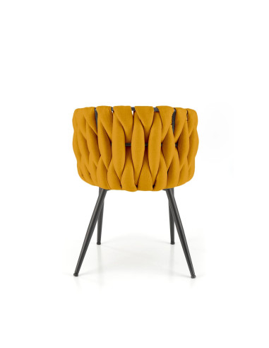 K516 Krzesło Musztardowe Pikowane | Nogi Stalowe, Elegancka Forma