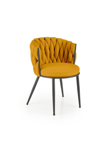 K516 Krzesło Musztardowe Pikowane | Nogi Stalowe, Elegancka Forma
