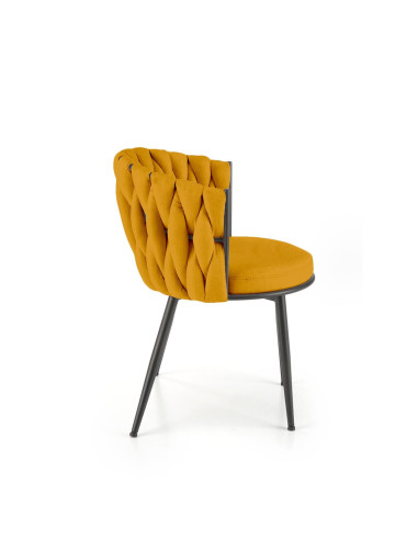 K516 Krzesło Musztardowe Pikowane | Nogi Stalowe, Elegancka Forma
