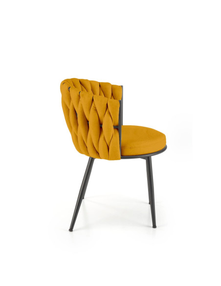 K516 Krzesło Musztardowe Pikowane | Nogi Stalowe, Elegancka Forma