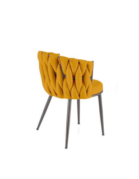 K516 Krzesło Musztardowe Pikowane | Nogi Stalowe, Elegancka Forma