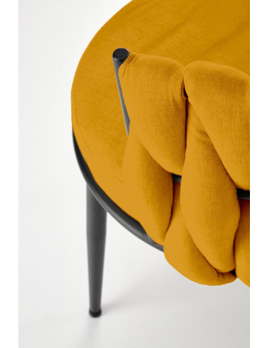K516 Krzesło Musztardowe Pikowane | Nogi Stalowe, Elegancka Forma