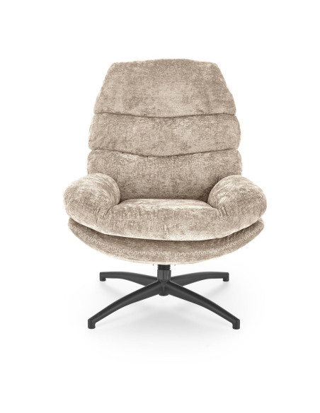 DARIO Fotel Wypoczynkowy Beżowy z Podnóżkiem Obrotowy, Elegancka Forma