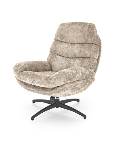 DARIO Fotel Wypoczynkowy Beżowy z Podnóżkiem Obrotowy, Elegancka Forma