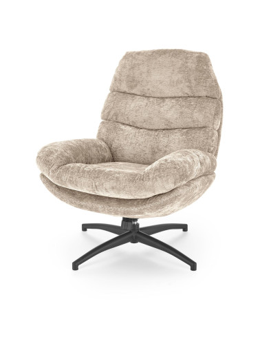 DARIO Fotel Wypoczynkowy Beżowy z Podnóżkiem Obrotowy, Elegancka Forma