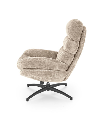 DARIO Fotel Wypoczynkowy Beżowy z Podnóżkiem Obrotowy, Elegancka Forma