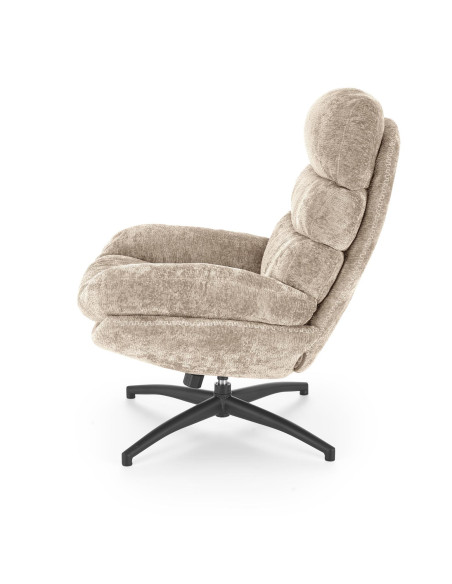DARIO Fotel Wypoczynkowy Beżowy z Podnóżkiem Obrotowy, Elegancka Forma