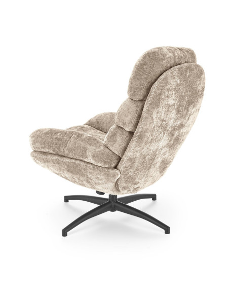 DARIO Fotel Wypoczynkowy Beżowy z Podnóżkiem Obrotowy, Elegancka Forma