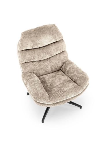 DARIO Fotel Wypoczynkowy Beżowy z Podnóżkiem Obrotowy, Elegancka Forma