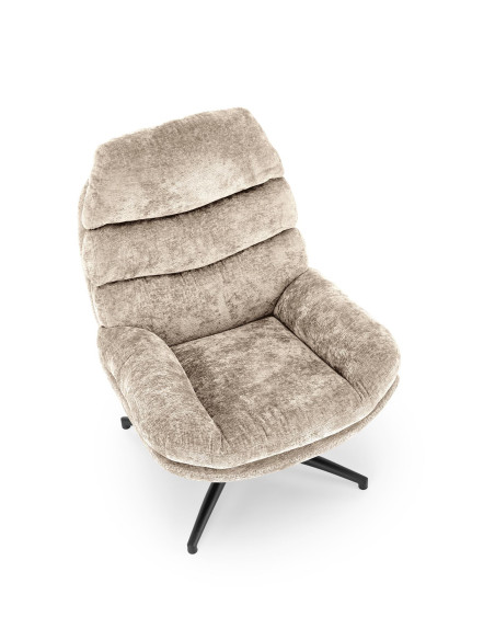 DARIO Fotel Wypoczynkowy Beżowy z Podnóżkiem Obrotowy, Elegancka Forma