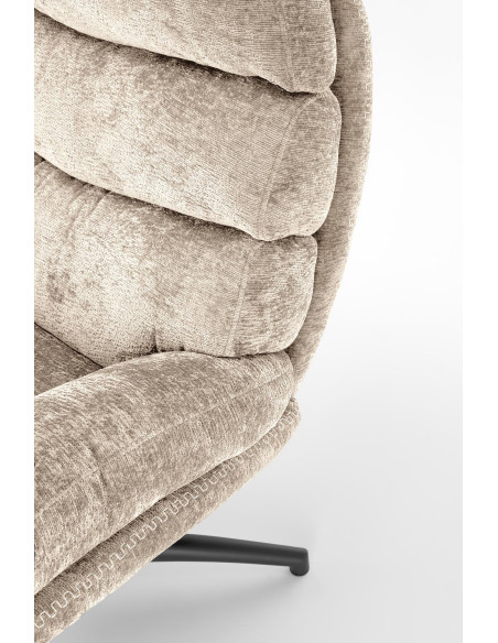 DARIO Fotel Wypoczynkowy Beżowy z Podnóżkiem Obrotowy, Elegancka Forma