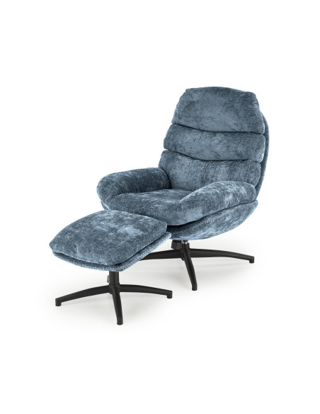 DARIO fotel wypoczynkowy z podnóżkiem, niebieski