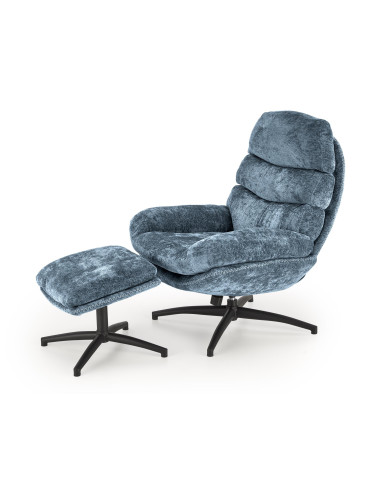 DARIO fotel wypoczynkowy z podnóżkiem, niebieski