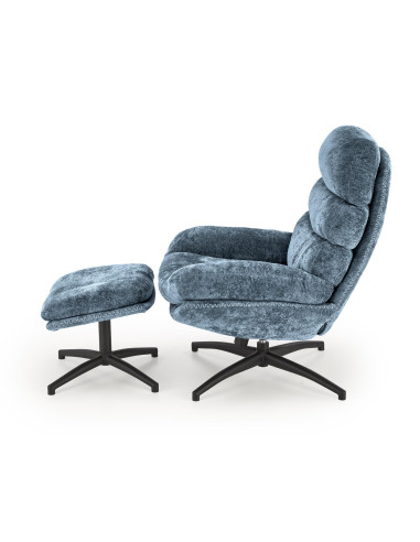 DARIO fotel wypoczynkowy z podnóżkiem, niebieski