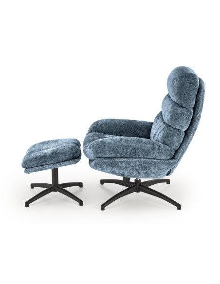 DARIO fotel wypoczynkowy z podnóżkiem, niebieski