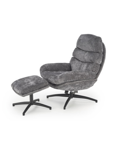DARIO fotel wypoczynkowy z podnóżkiem, popielaty