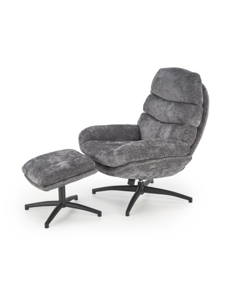 DARIO fotel wypoczynkowy z podnóżkiem, popielaty