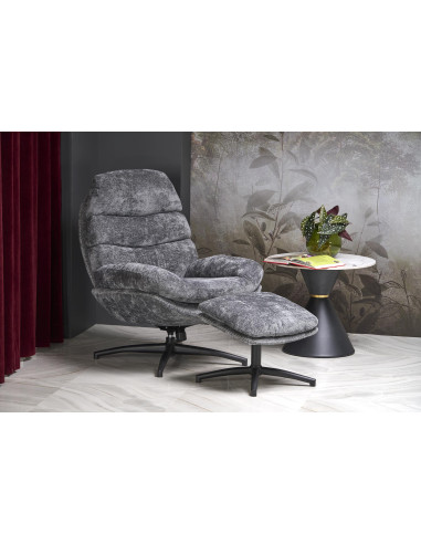 DARIO fotel wypoczynkowy z podnóżkiem, popielaty