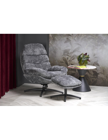 DARIO fotel wypoczynkowy z podnóżkiem, popielaty