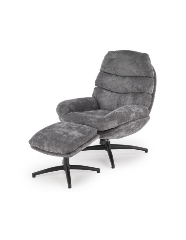 DARIO fotel wypoczynkowy z podnóżkiem, popielaty